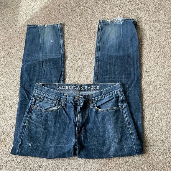 American Eagle Outfitters‎ Mens Relaxed Straight Leg Denim Jeans Blue Size 31/32 - Picture 4 of 12
